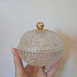 Vintage Glass Decorative Bowl with Gold Accent